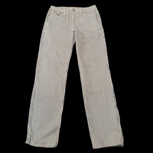 Seven7 Womens Hickory Stripe Straight Leg Jeans Size 6 Coastal Grandma Retro